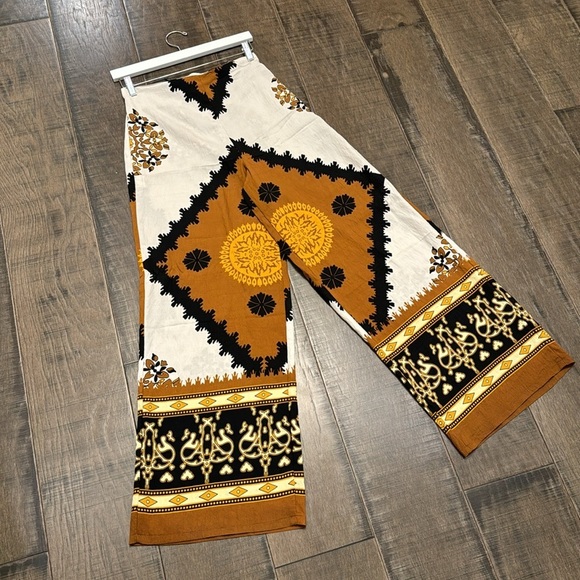 NWT MITARA HIGH WAIST WIDE LEG PRINTED LINEN PANTS SIZE M - Picture 11 of 16